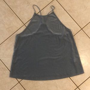 T back swing tank, velvet feel and sheer stripes